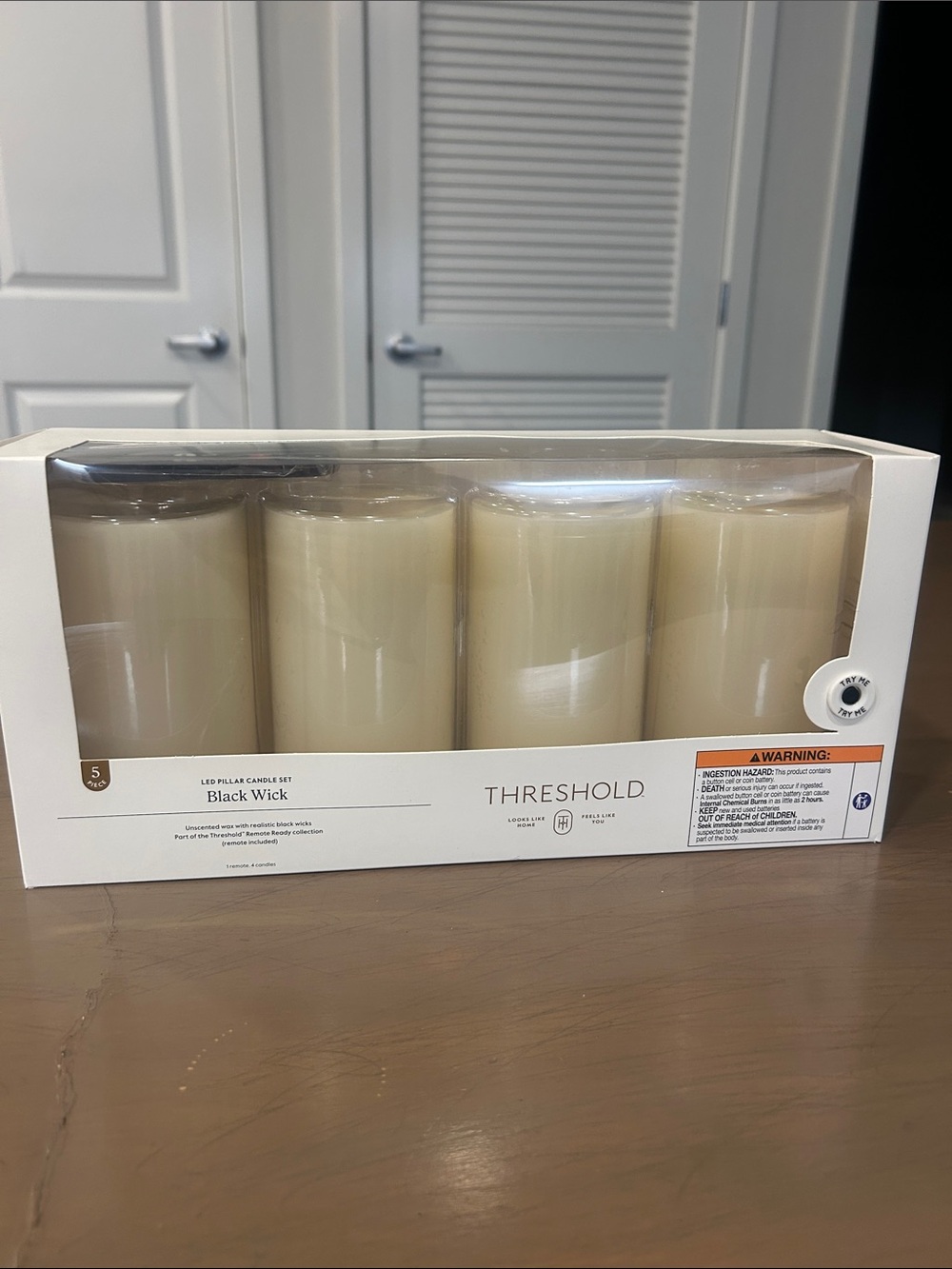 Threshold Ivory LED Pillar Candle Set - 4 Pack